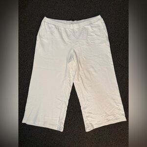 NWT J. JILL White Pull On Crop Pants Size 3X Wide Leg Elastic Waist Trousers